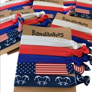 Hair bands bundle patriotic red white blue bandiwhos